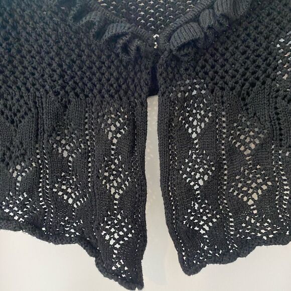 URBAN OUTFITTERS Lily Open-Knit Flyaway Cardigan Black Crochet Knit Sweater Goth - Picture 8 of 11